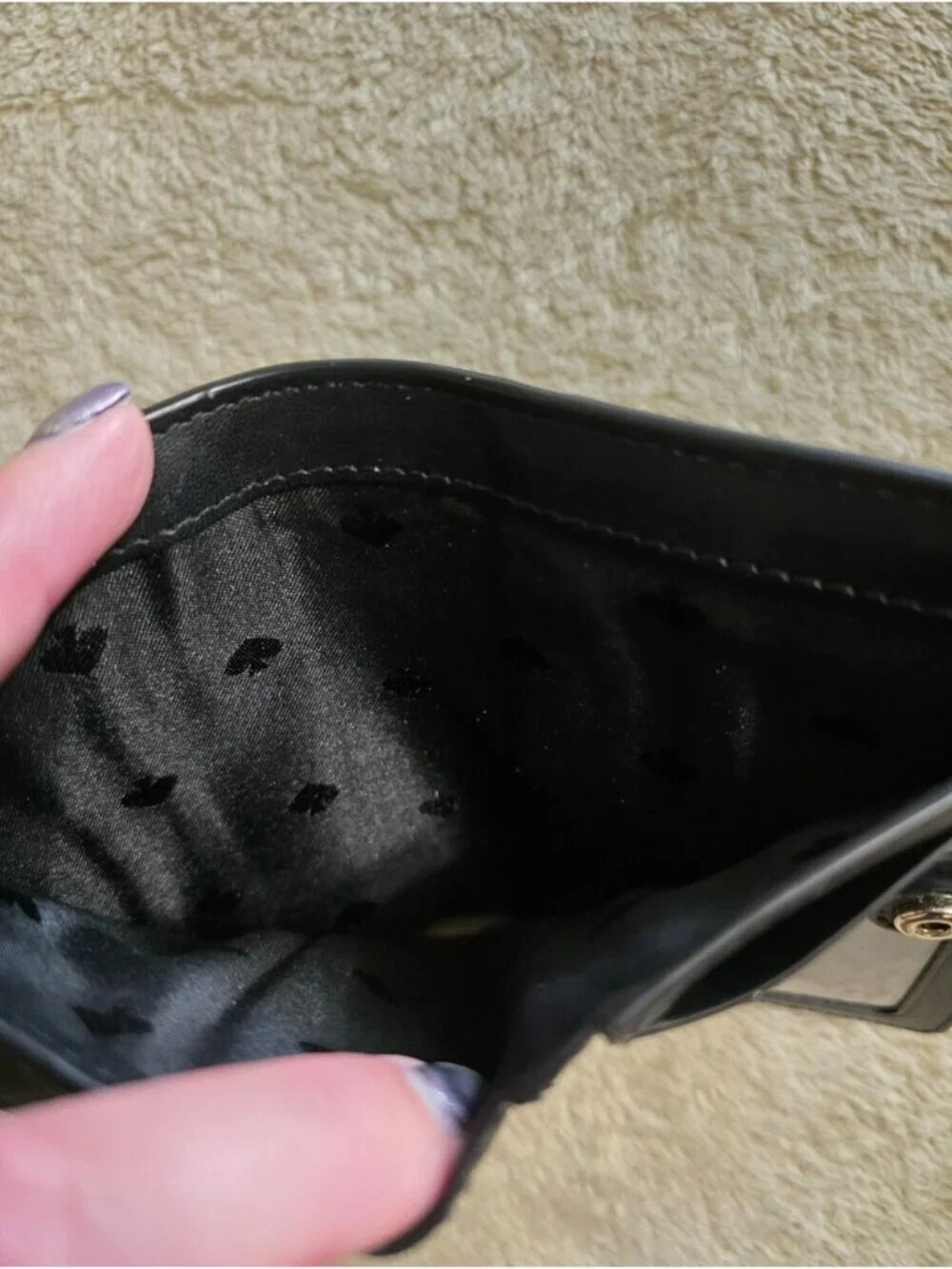 Kate Spade Small Bifold Wallet Black Textured Leather